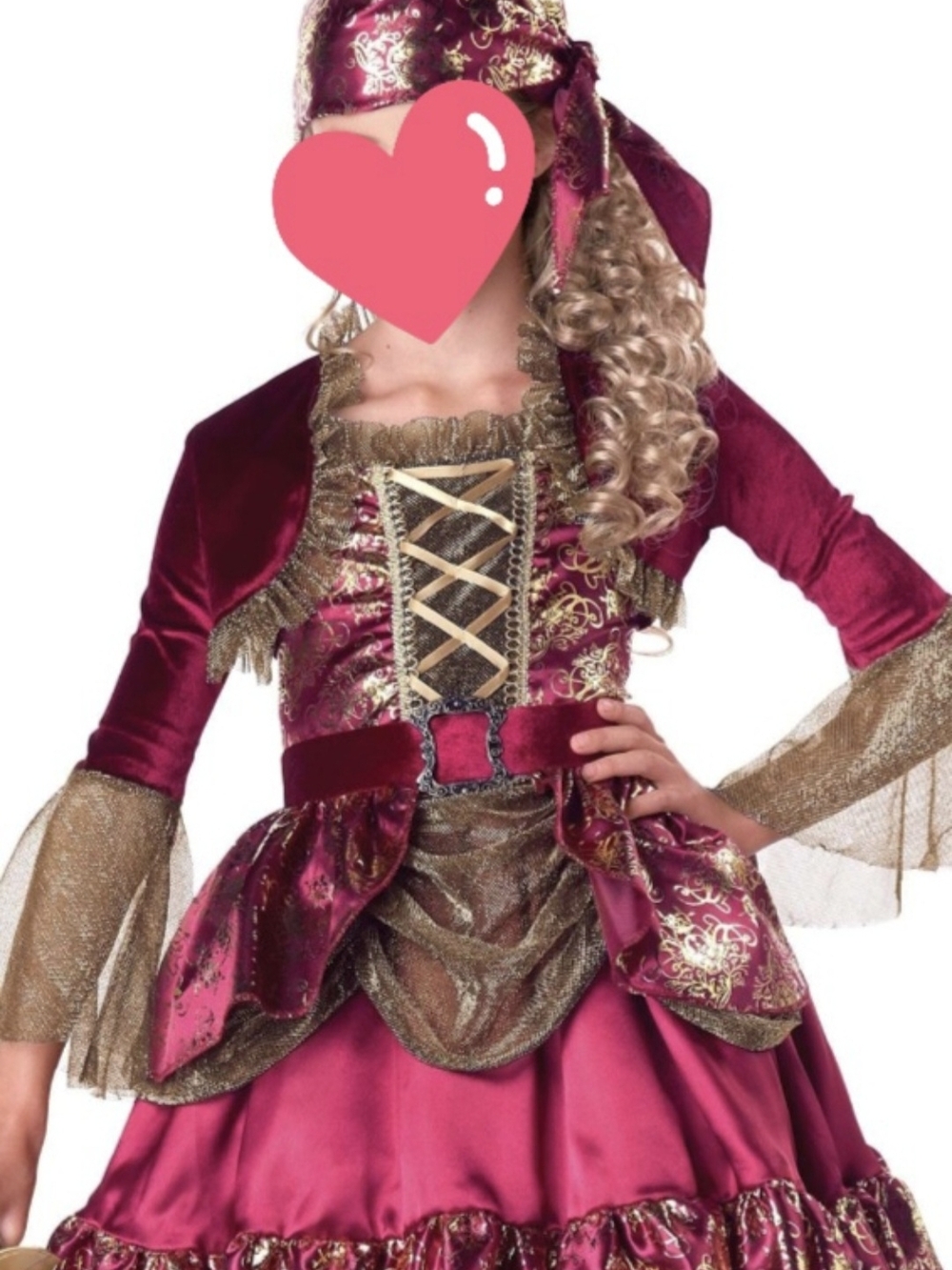 Girls' Burgundy and Gold Pirate Costume Dress